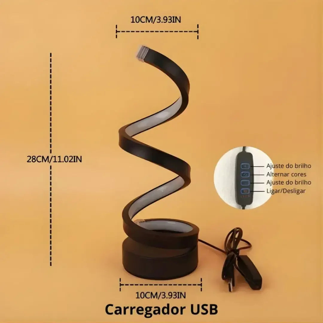 Abajur LED Espiral Clássico