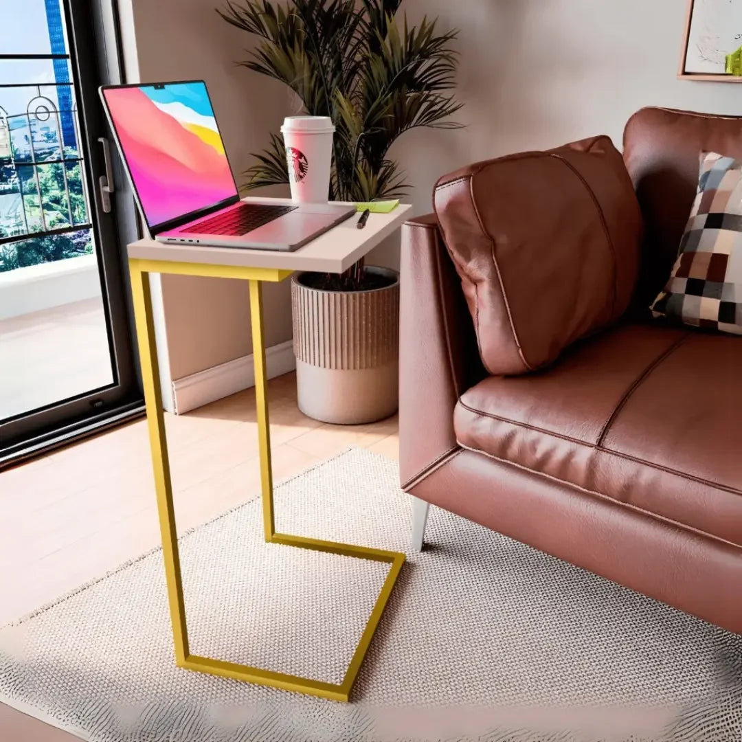 Mesinha Apoio Braço Sofa Lateral Apoiar Objetos Pés de Ferro