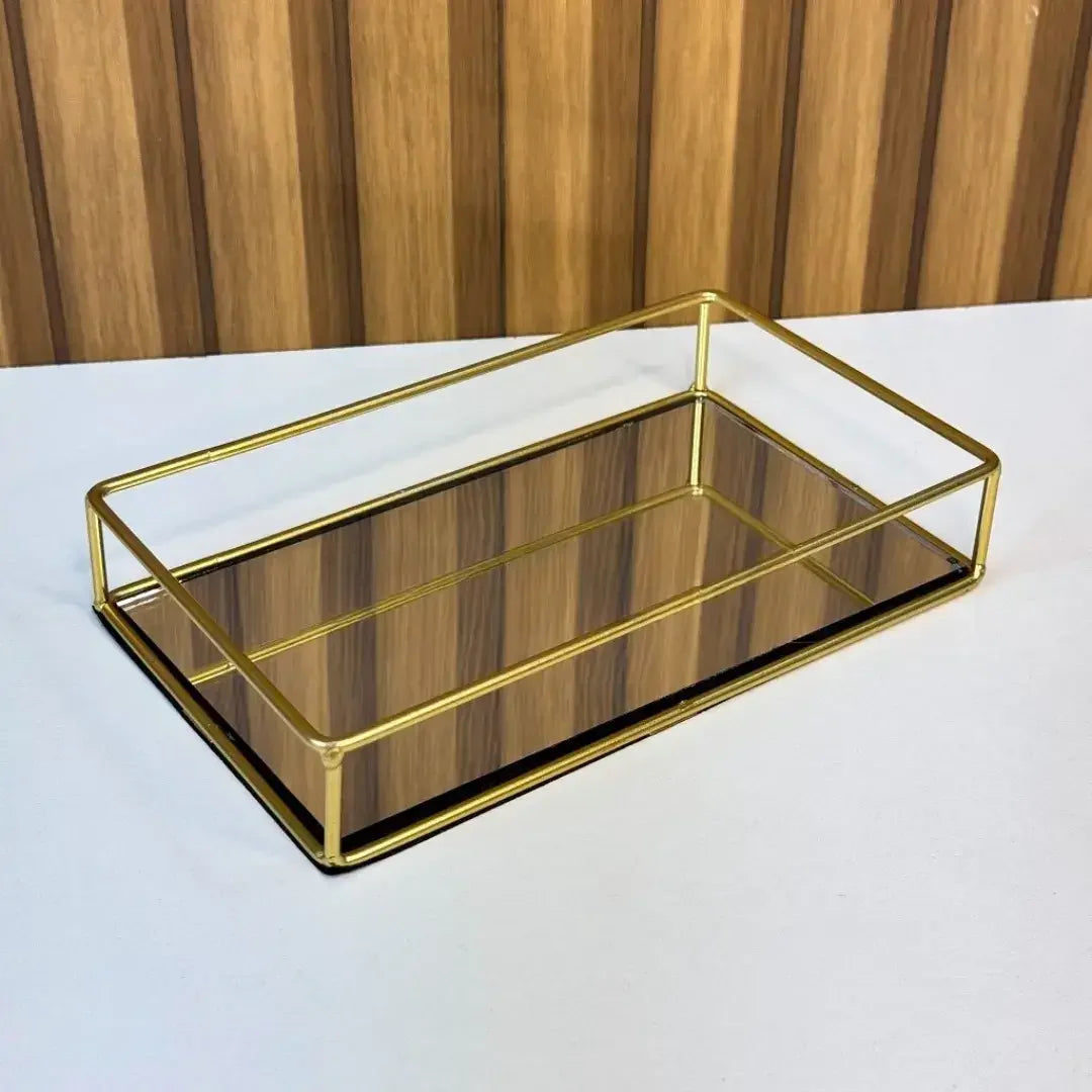 Bandeja Decorativa com Espelho Luxo - Modern Casa