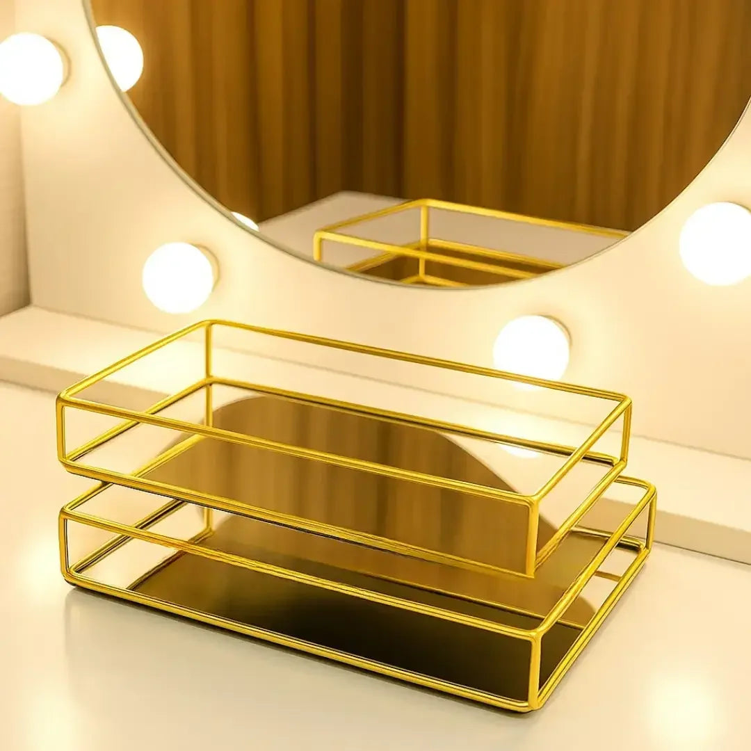 Bandeja Decorativa com Espelho Luxo - Modern Casa