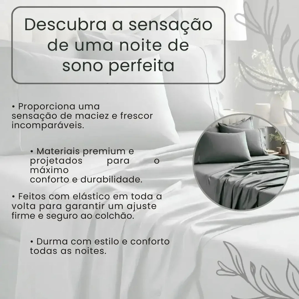 Jogo de Lençol 400 Fios Micro Percal Ponto Palito - Modern Casa