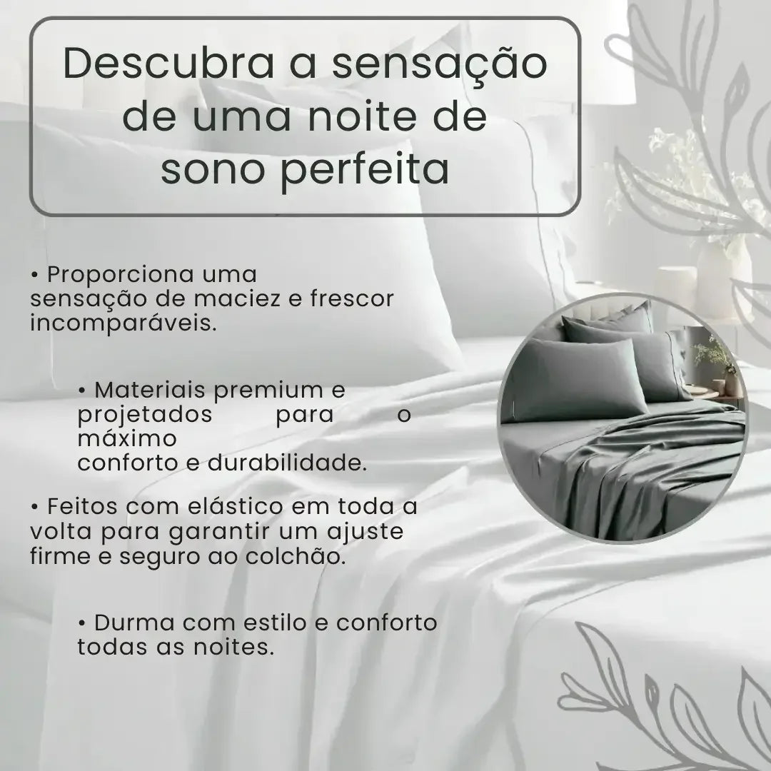 Jogo de Lençol 400 Fios Micro Percal Ponto Palito - Modern Casa