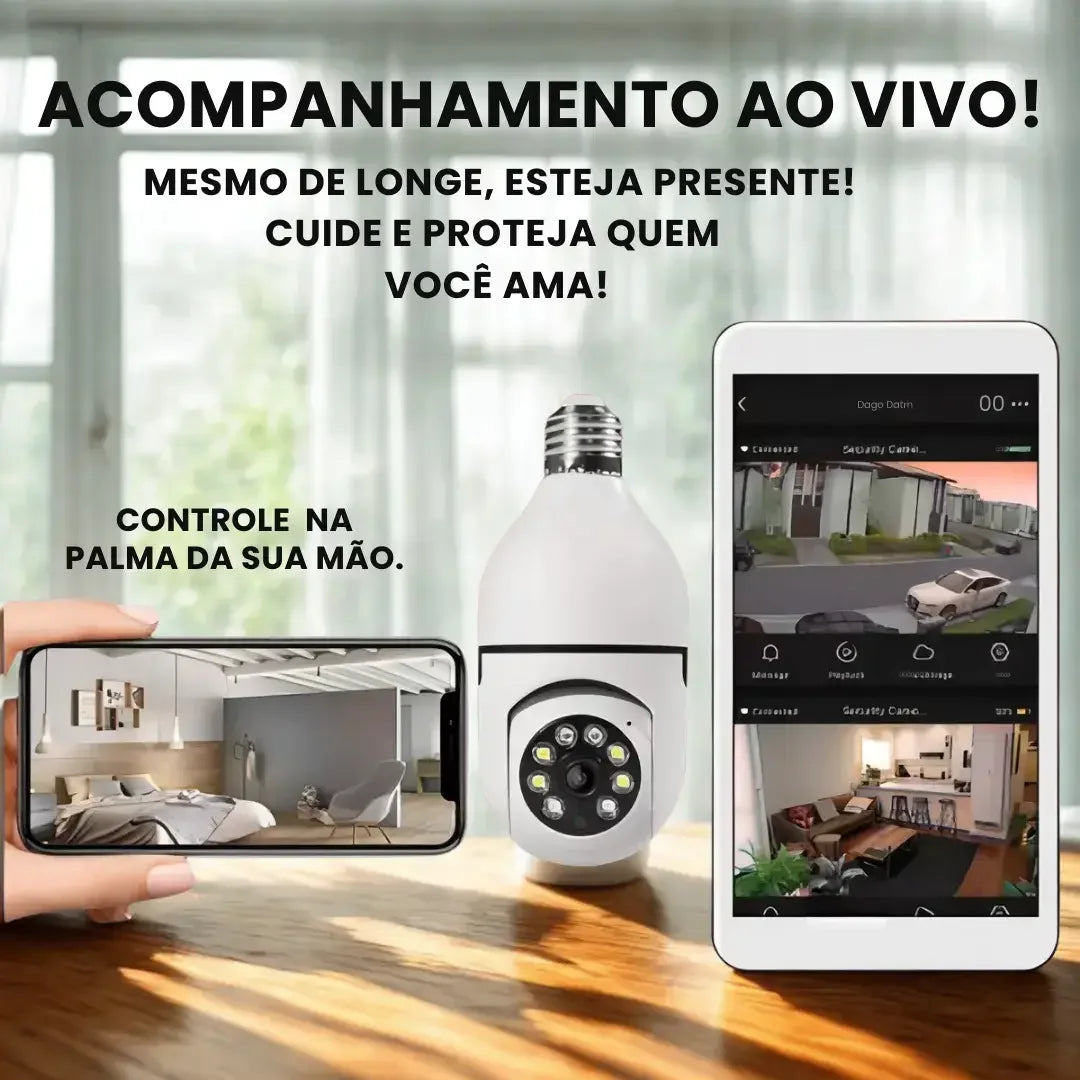 Câmera Segurança Lâmpada Wifi 360° Full HD - Modern Casa