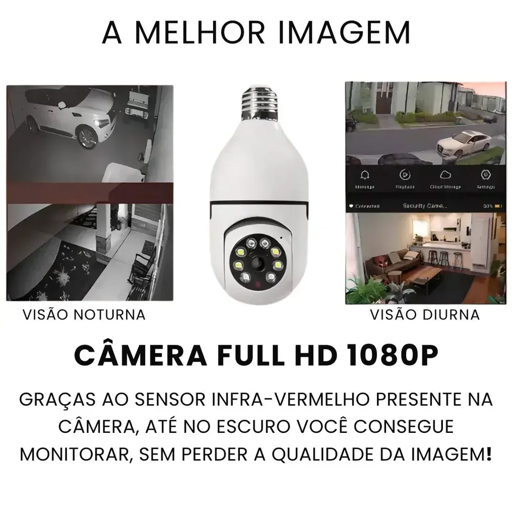 Câmera Segurança Lâmpada Wifi 360° Full HD - Modern Casa