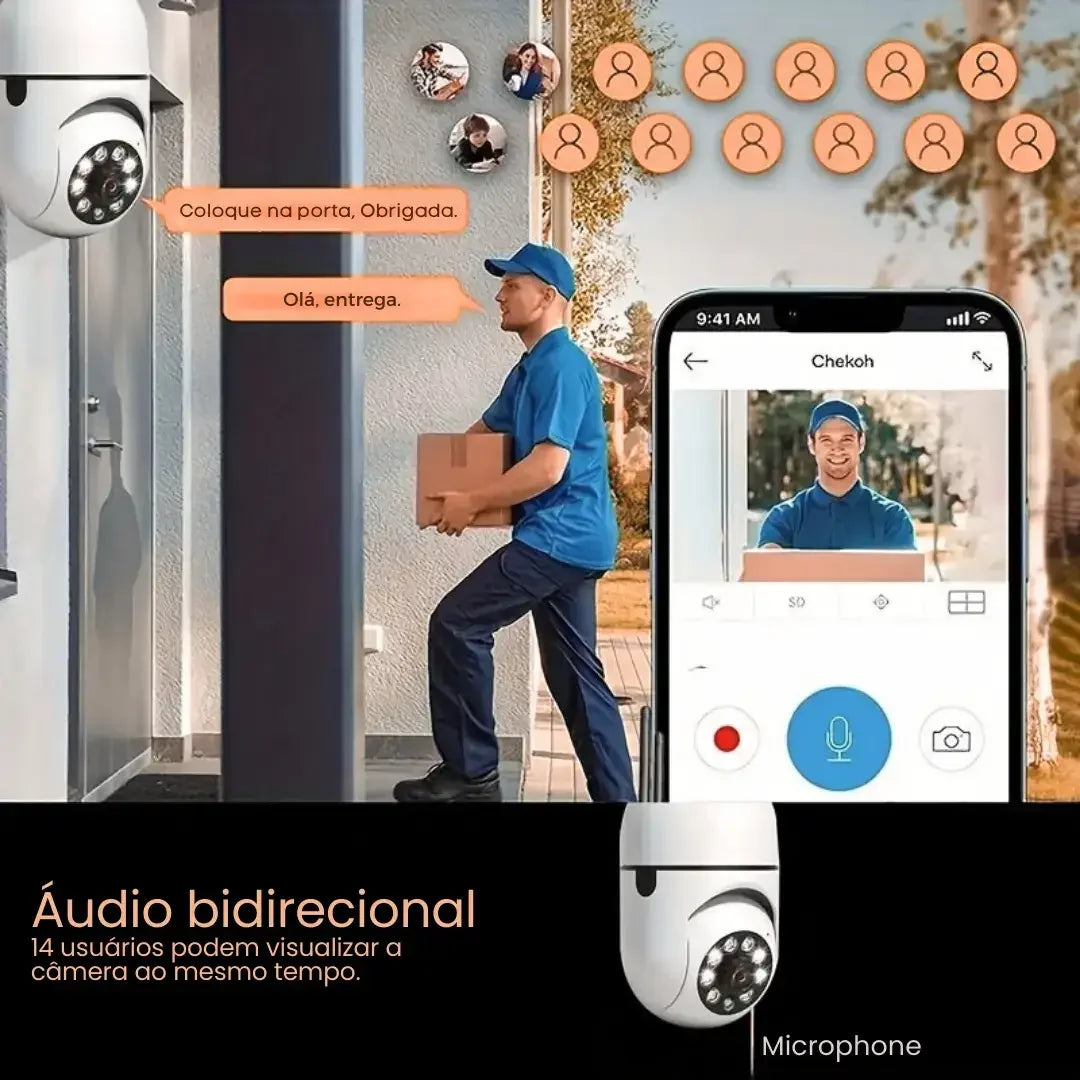 Câmera Segurança Lâmpada Wifi 360° Full HD - Modern Casa