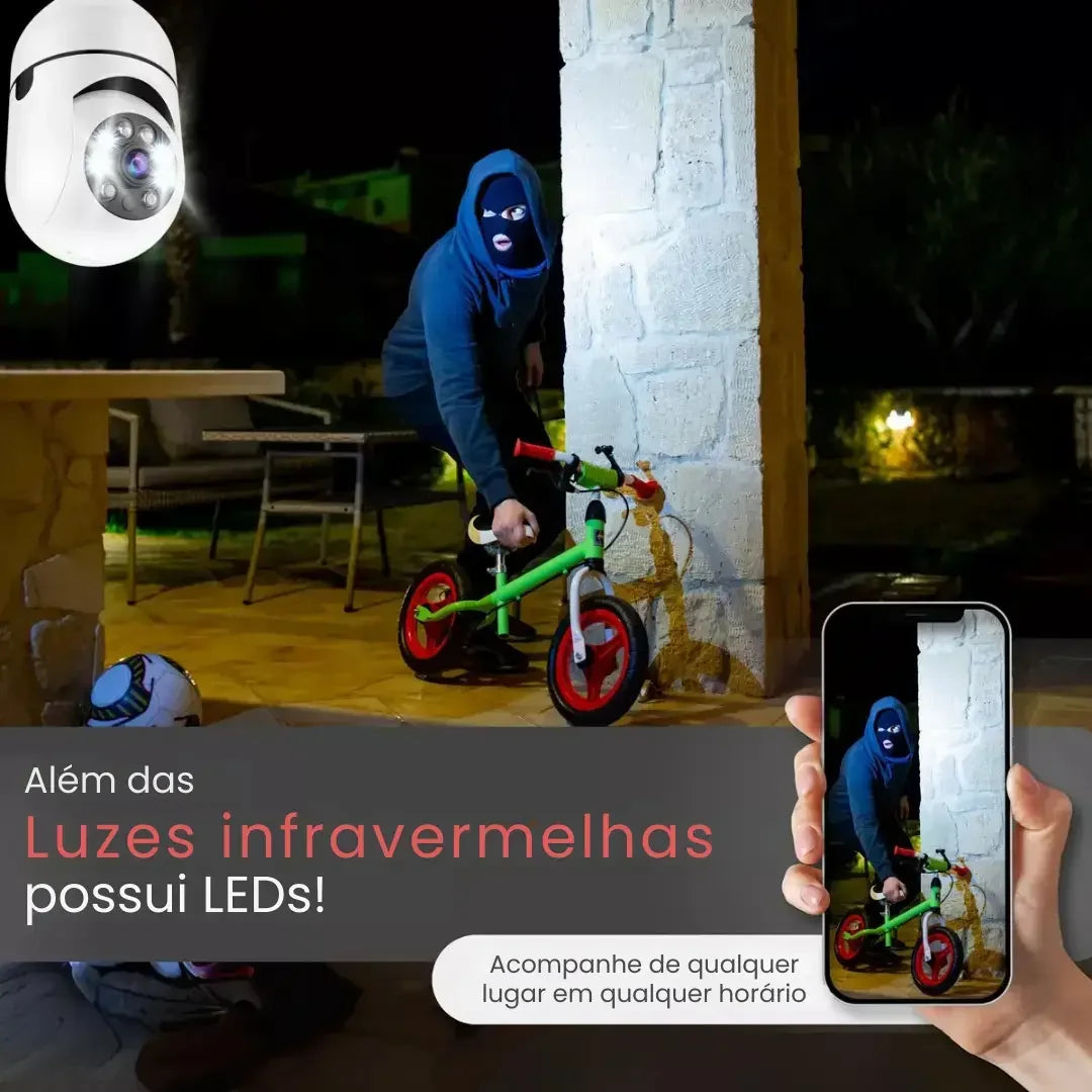 Câmera Segurança Lâmpada Wifi 360° Full HD - Modern Casa
