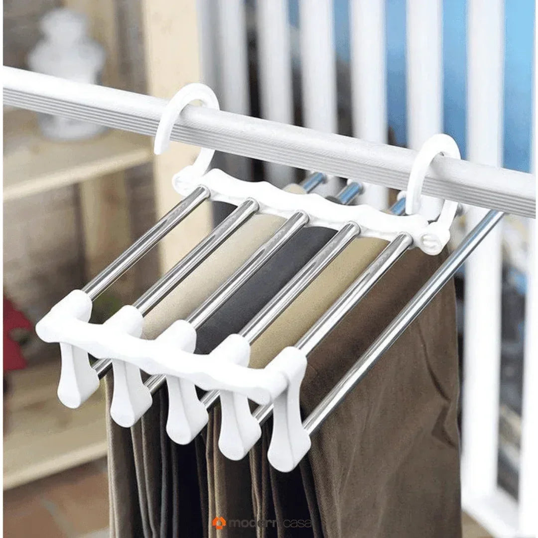 Cabide Organizador Inox para Calças - Retrátil 5 em 1 - Modern Casa