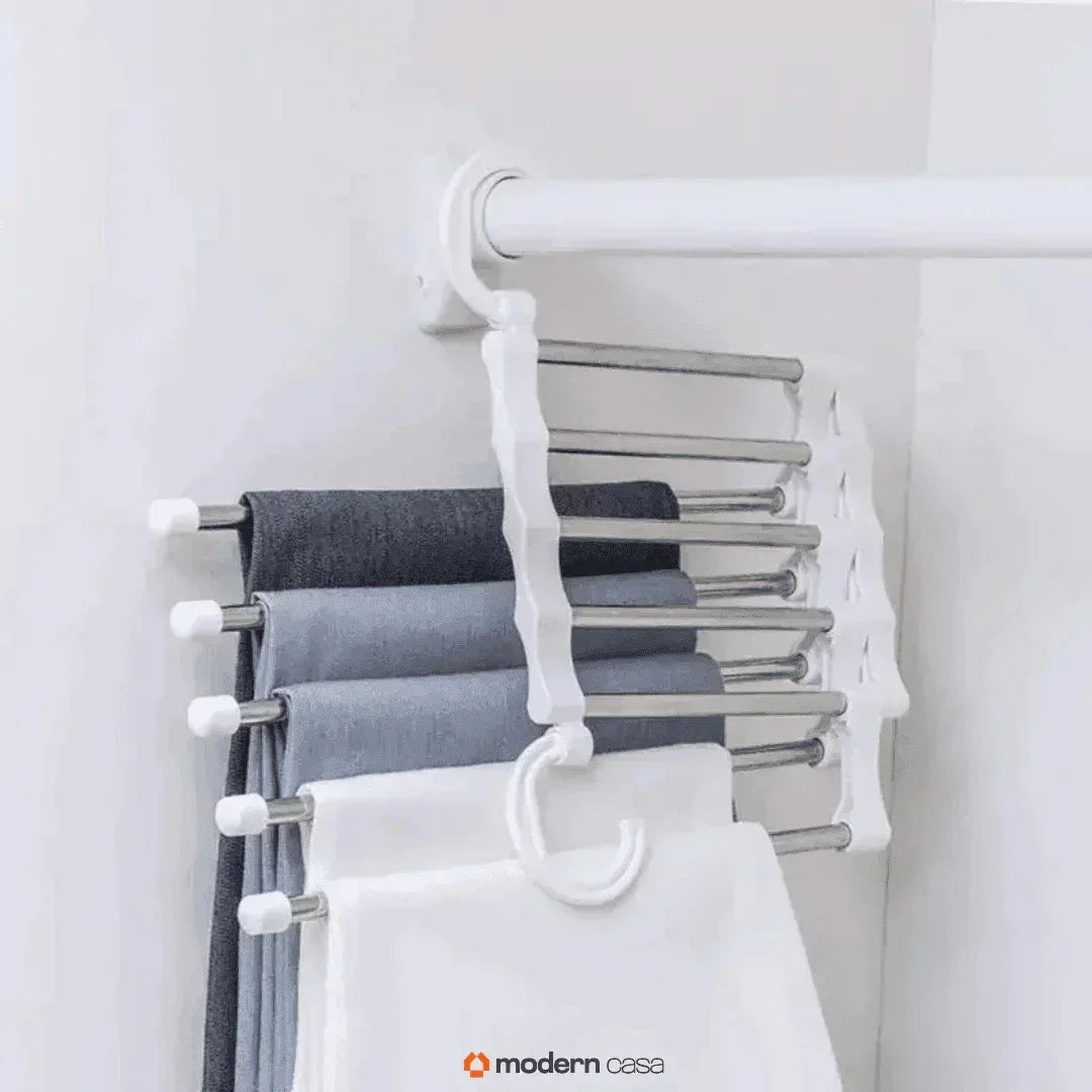 Cabide Organizador Inox para Calças - Retrátil 5 em 1 - Modern Casa