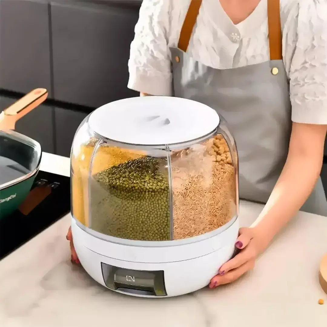 Dispensador Organizador Giratório 360° para Arroz e Grãos - Modern Casa