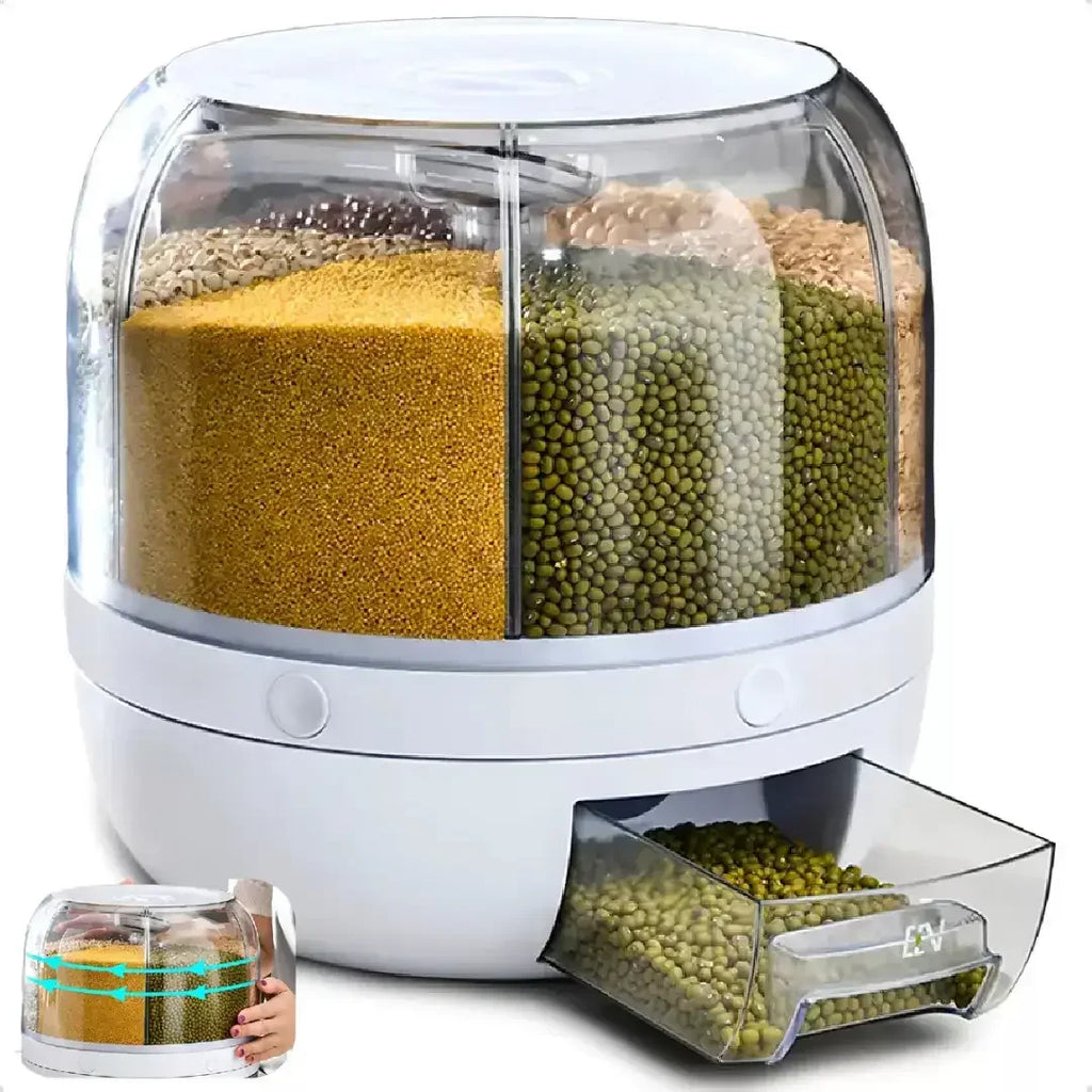 Dispensador Organizador Giratório 360° para Arroz e Grãos - Modern Casa