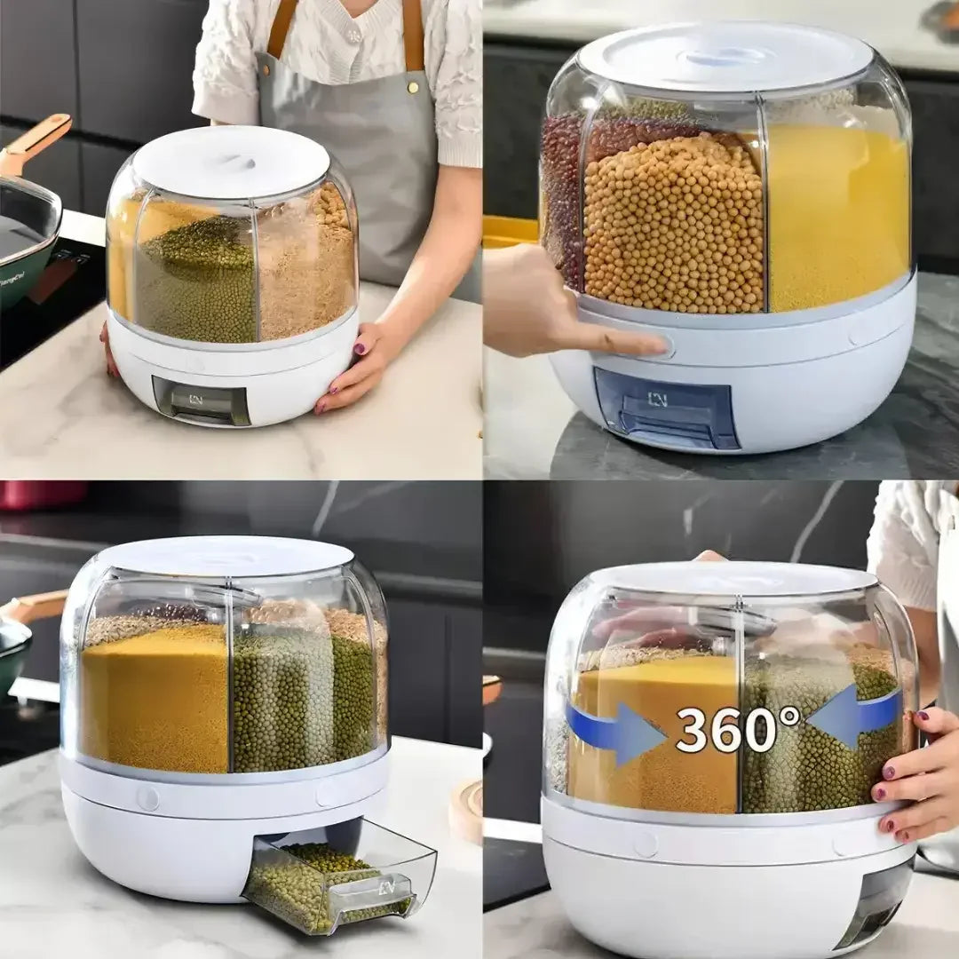 Dispensador Organizador Giratório 360° para Arroz e Grãos - Modern Casa