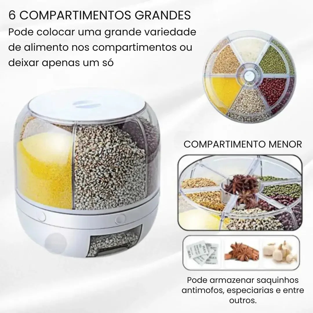 Dispensador Organizador Giratório 360° para Arroz e Grãos - Modern Casa