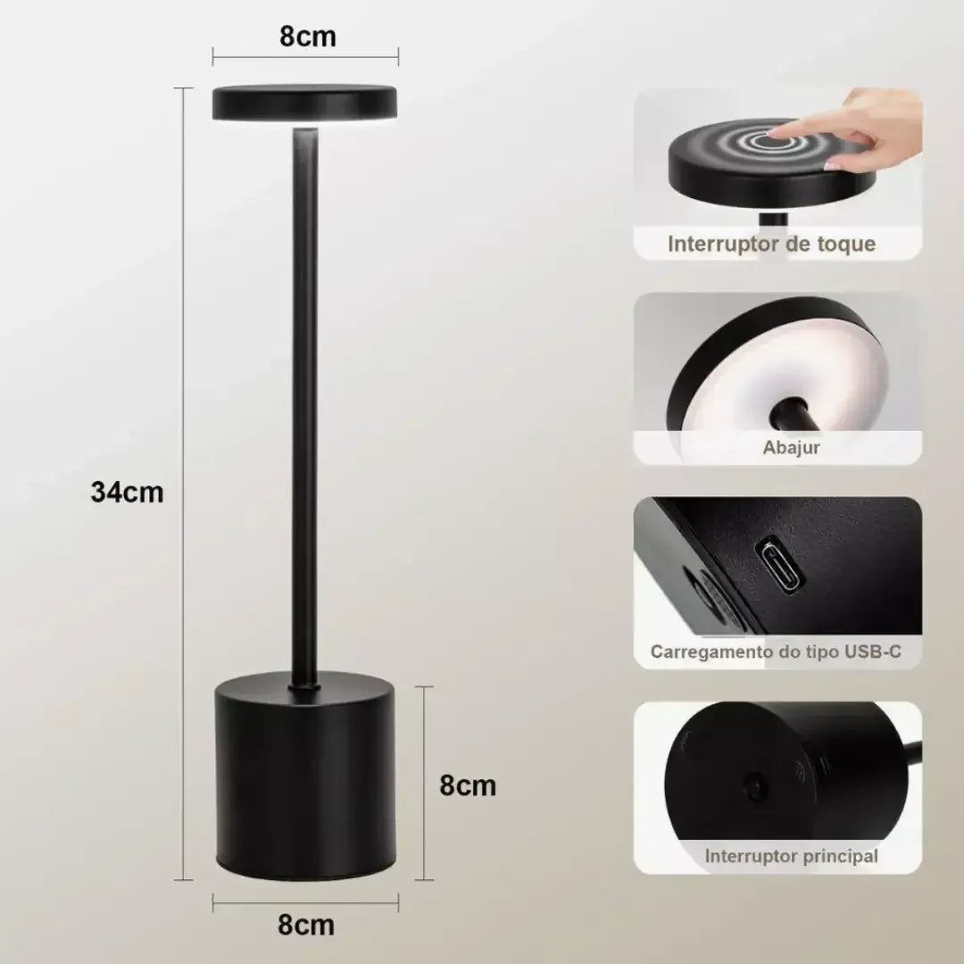 Luminária de Mesa LED Recarregável - Modern Casa
