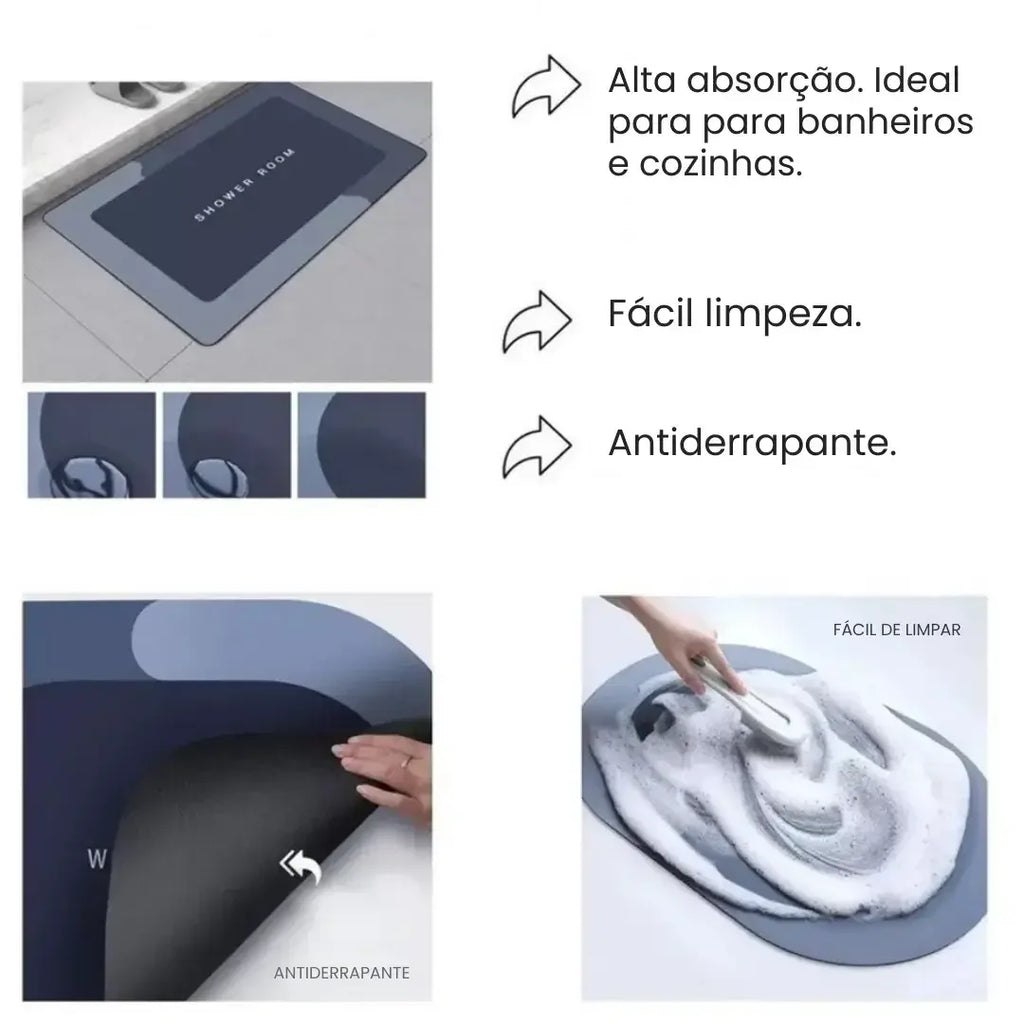 Tapete Mágico Absorvente Antiderrapante para Banheiro - Modern Casa